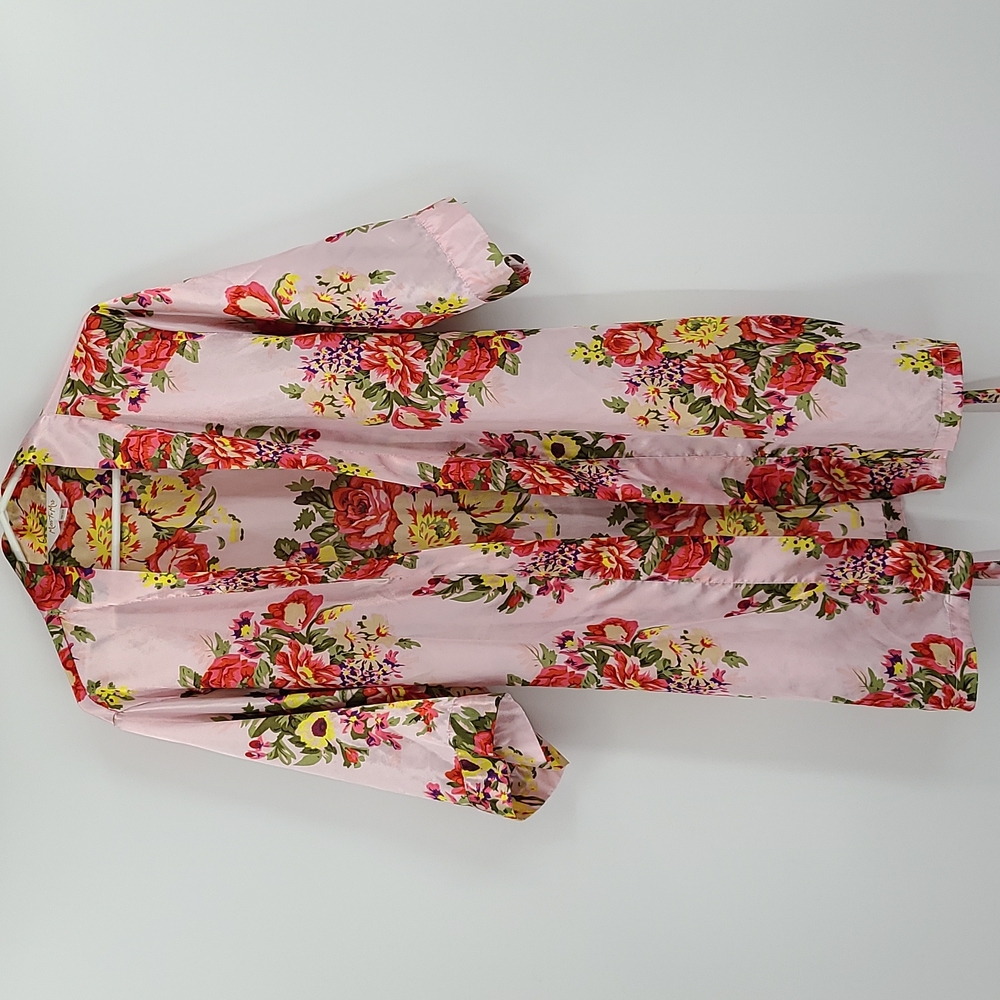 Miss to Mrs. OS  Pink red green yellow purple floral print robe wedding day cute